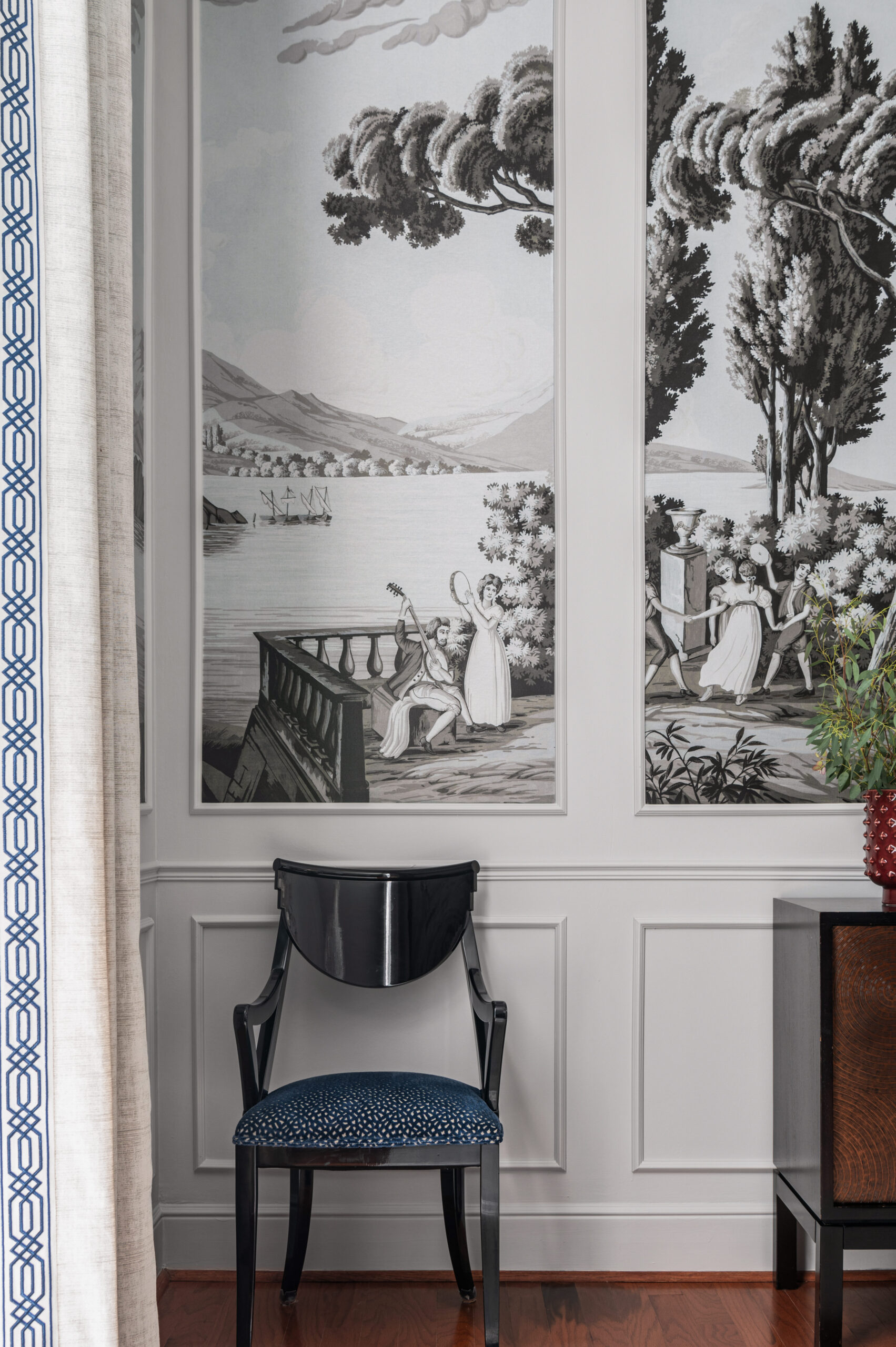 Beautiful dining room black and white wall mural