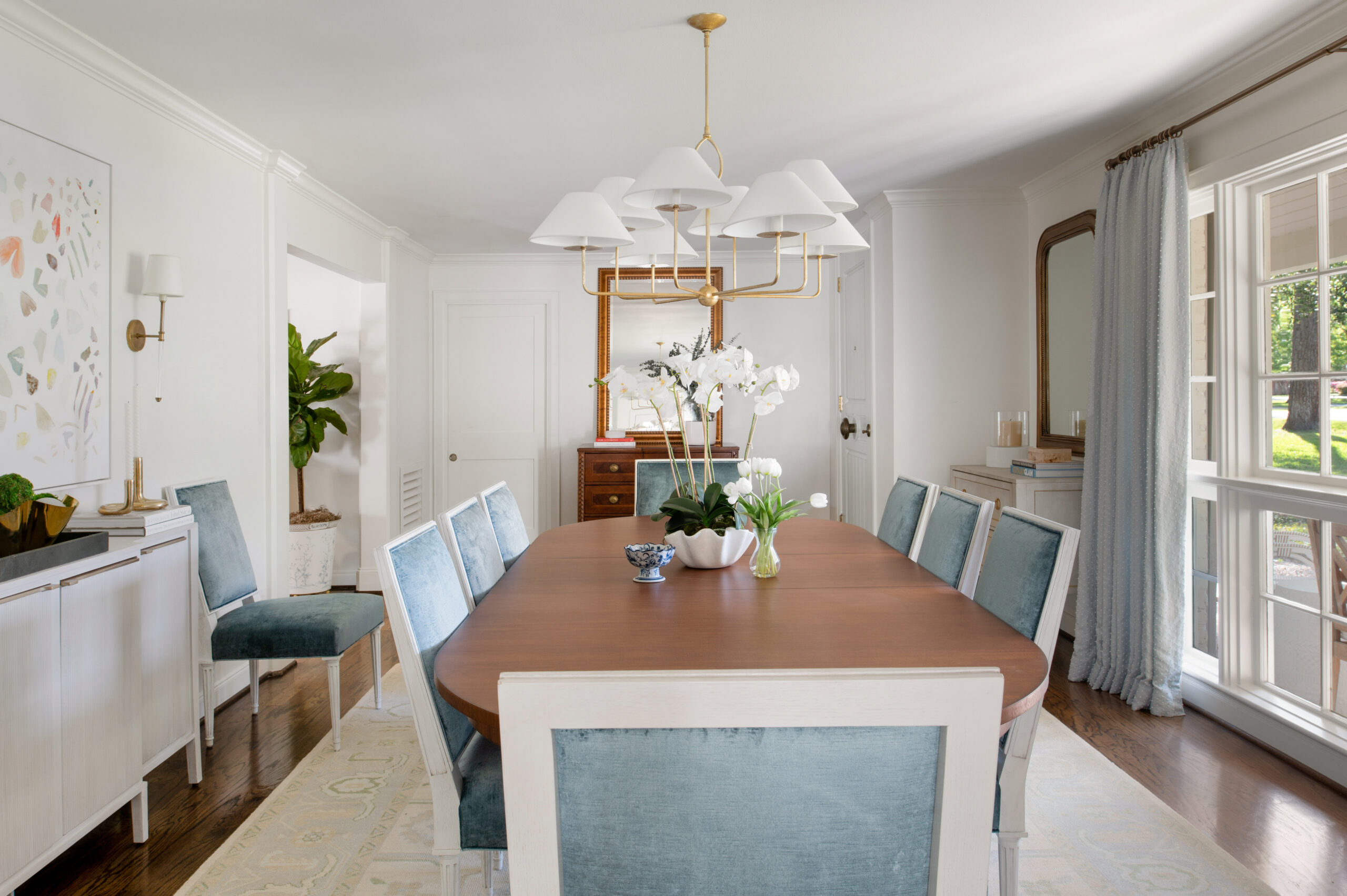 Dining room interior design for a southern home interior design photoshoot