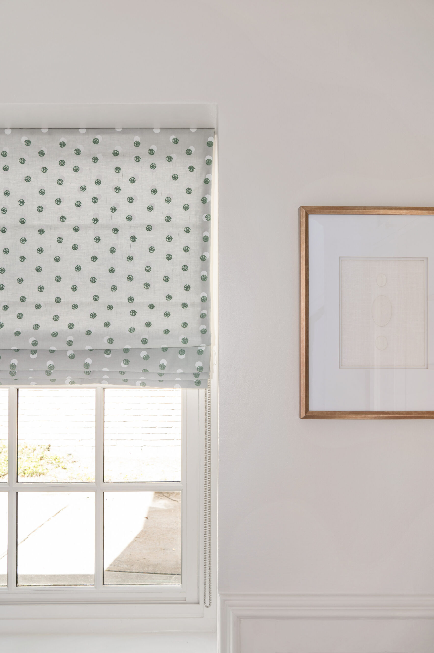 Polka dot window treatment and modern art